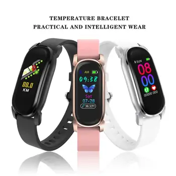 

0.96 Inch Screen Body Temperature Smart Bracelet Heart Rate Wristbands Sleep Monitoring Smart Band Touch Thermometer Waterproof
