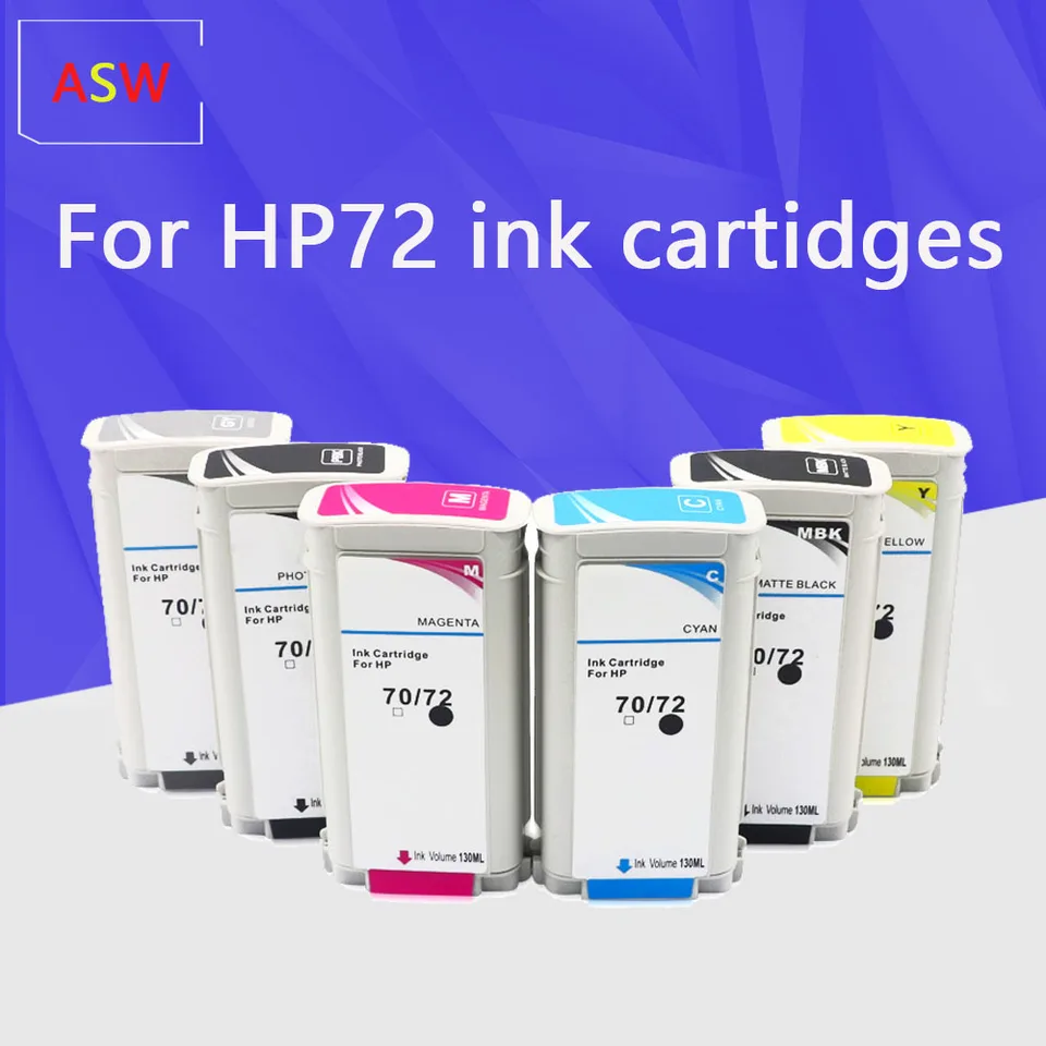 HP 72 Compatible Ink Cartridges 6-Pack - Replacement For DesignJet T770 T790 T610 Printers