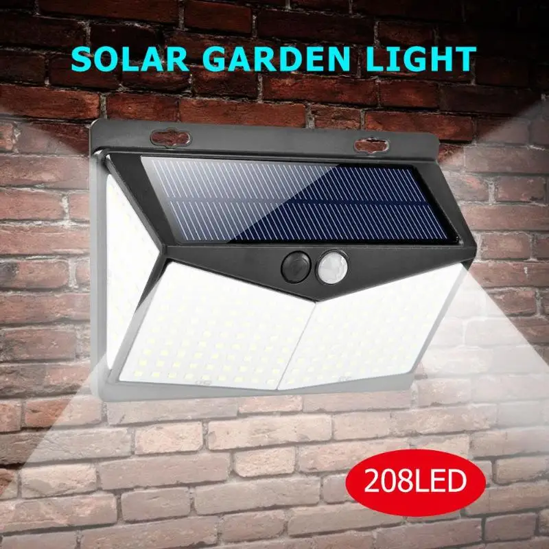 208LED Солнечная энергия PIR датчик движения настенный светильник уличный садовый светильник