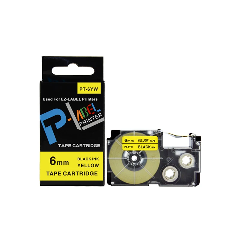 

compatible Black on Yellow XR-6YW PT-6YW 6mm label tapes for EZ label printers
