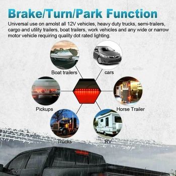

15 inch LED light bar Stop Turn Waterproof 3rd Brake Replacement 12V 260K