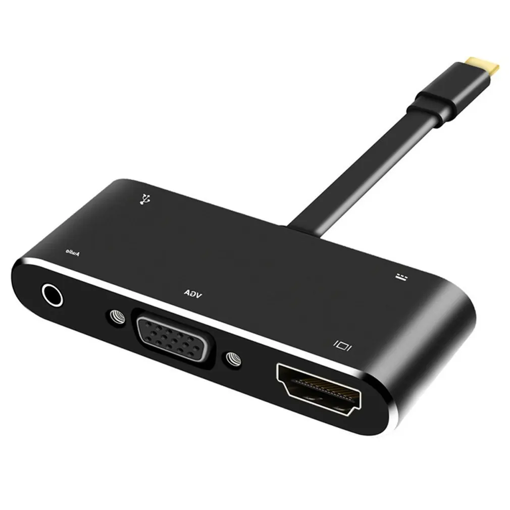 Концентратор USB type C адаптер 4K type-C для HDMI/VGA/3,5 мм аудио разъем/USB 3,0 порт/PD конвертер для ноутбука ПК компьютер