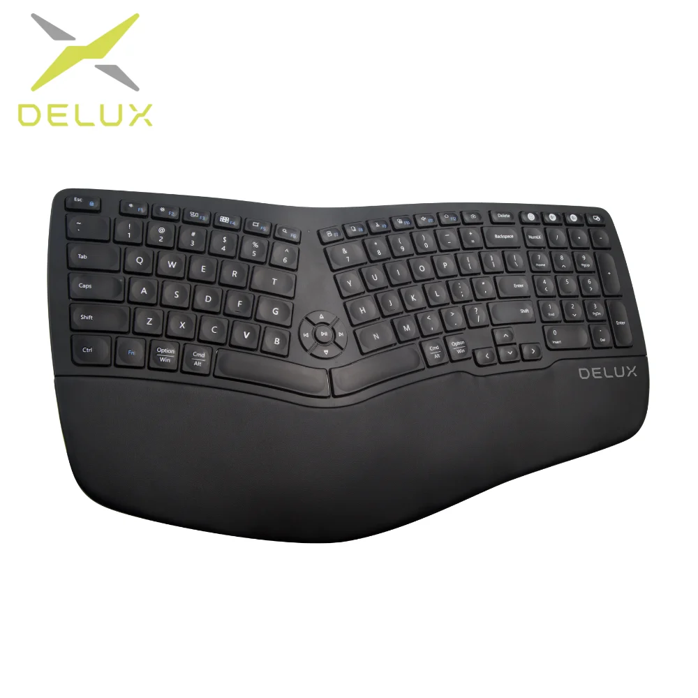 Delux GM902 Ergonomic Wireless Keyboard 2.4Ghz + BT Scissor Switches Rechargeable  Keypads For Laptop Computer computer keypad