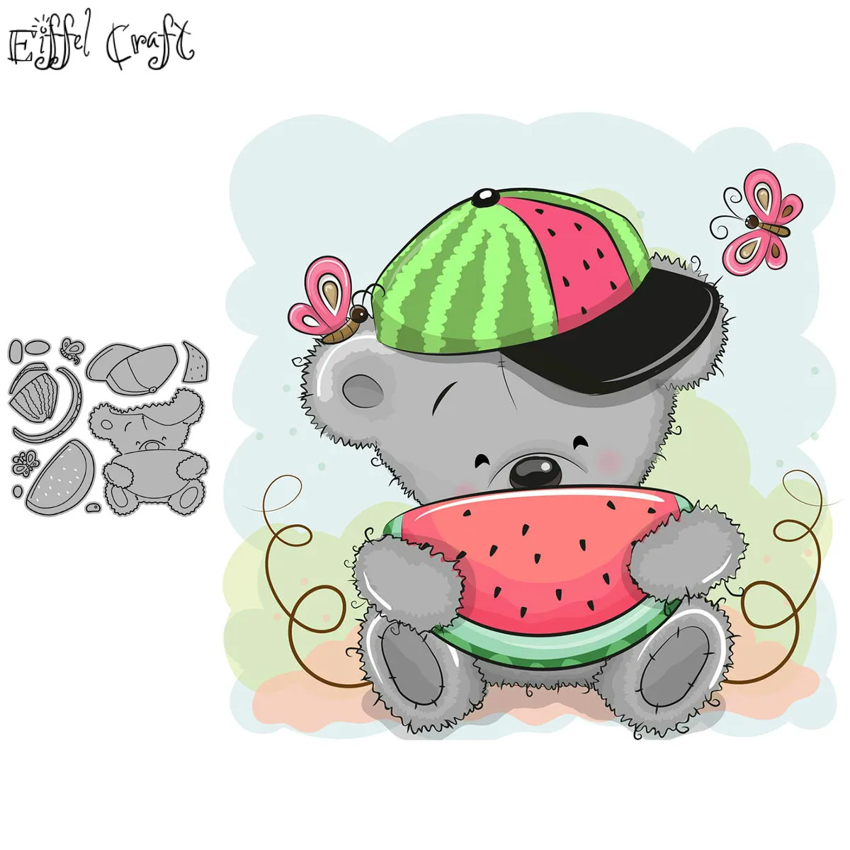 Eat арбуз bear card металлические штампы для скрапбукинга летние трафареты diy new die