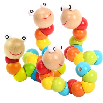 

Caterpillar Rainbow Man Toy Wooden Intelligence Cultivation Puzzle Shape Early Educational Security Games Interesting Learning