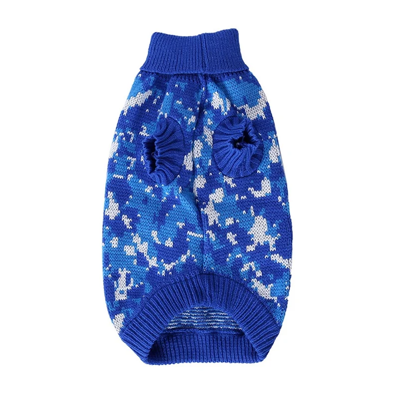 Зимняя одежда для собак Теплый свитер комуфляжной расцветки для маленькие собаки, питомцы Костюмы пальто Вязание кружевом «кроше», комплекты со свитером