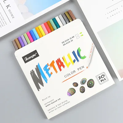 20 Colors Hard head Для металлических маркерных ручек 10, 12, 15, 20, 30 цветов, для раскрашивания взрослых, художественная живопись на скалах, изготовление открыток, сделай сам, скрапбук, кисть, маркер - Цвет: 20 Colors Hard head