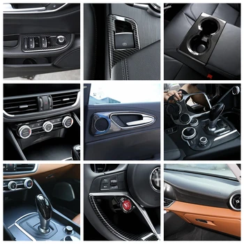 

Lapetus Carbon Fiber Look Interior Refit Kit For Alfa Romeo Giulia 2016 - 2019 Gear Box / Air AC / Lift Button Panel Cover Trim