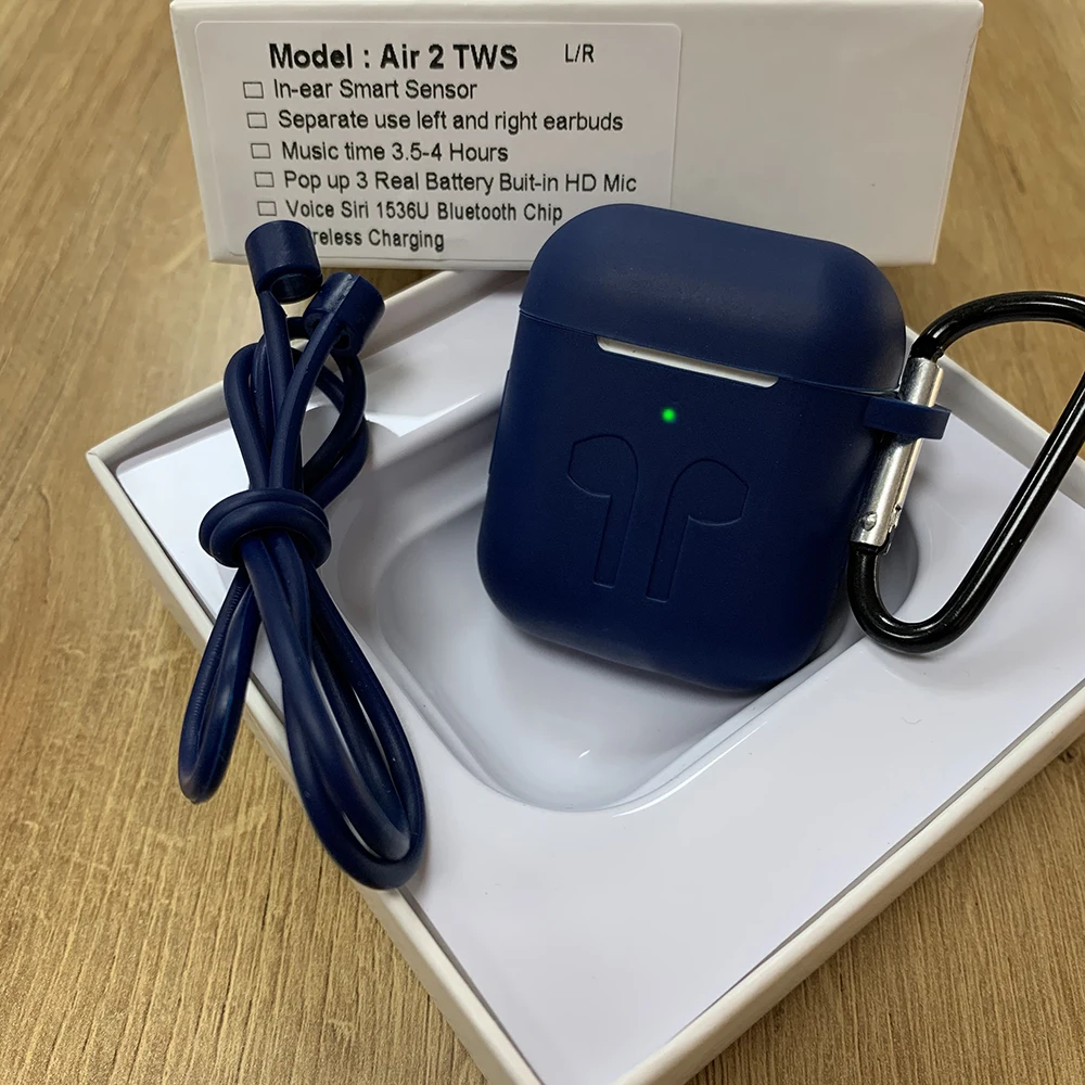 Air2-Blue-kits Air 2 Bluetooth гарнитура поддерживает iOS13 системы 1536u чип второго поколения светильник обнаружения PK i2000 i500 i1000 i50000 i9000XTWS - Цвет: Air2-Blue-kits