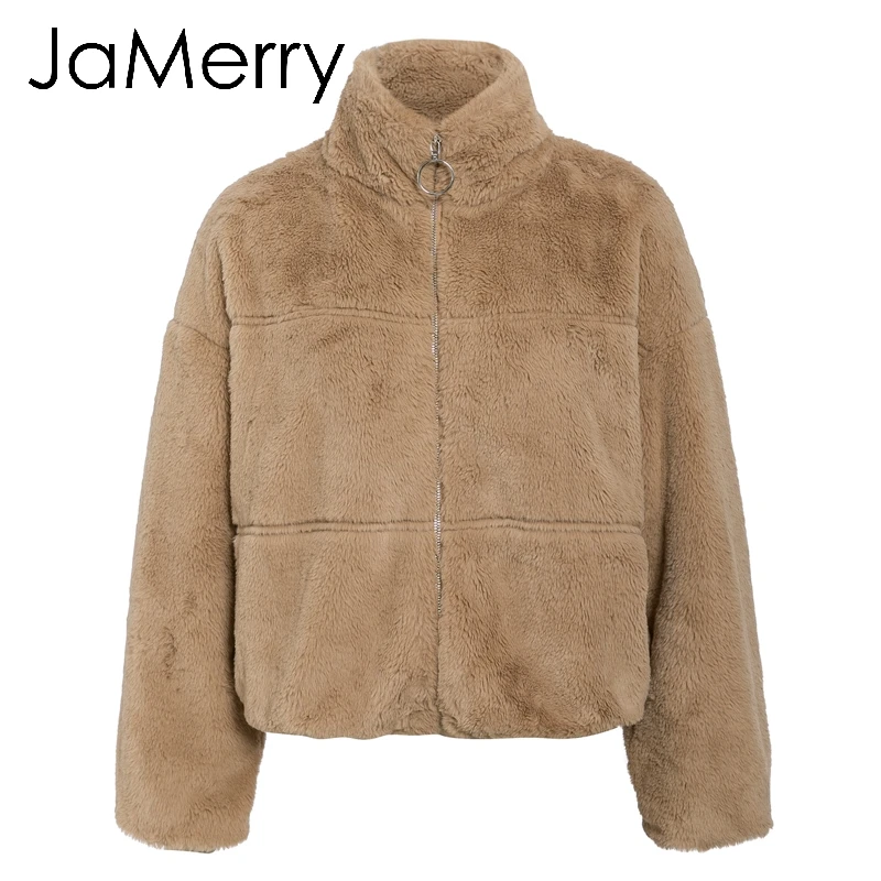 JaMerry/винтажное женское плотное пальто на молнии с искусственным мехом сезон