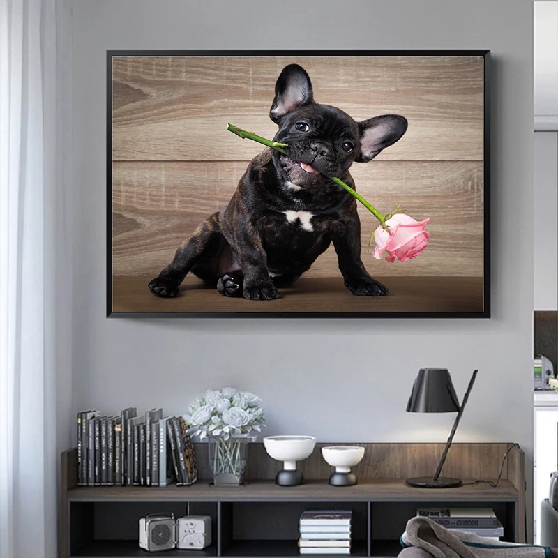 Cute Dog Canvas Art Wall Print Poster Modern Painting Decor Living Room Decor 