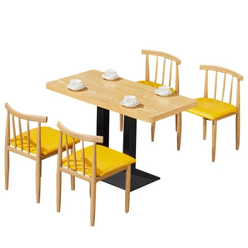 

Imitation solid wood iron croissant chair restaurant fast food snack bar hot pot restaurant table and chair dessert milk tea sho