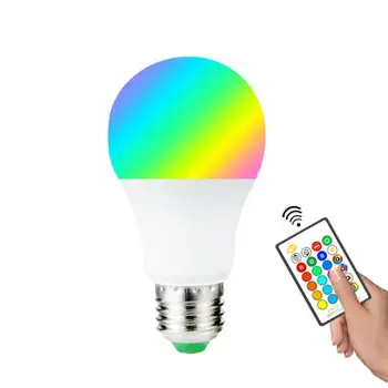 

E27 LED Smart Light Bulb with IR remote controller AC85-265V Smart Lighting Lamp Color Change Dimmable 10W RGBW Smart Bulb 2020
