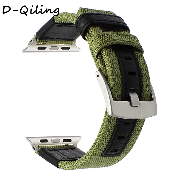 Green Нейлон кожаный ремешок для наручных часов для Apple Watch, 38, 42 мм/40-44 мм. Нейлоновый ремешок для часов NATO для iwatch Series5 4 3 2 1 - Цвет ремешка: Green