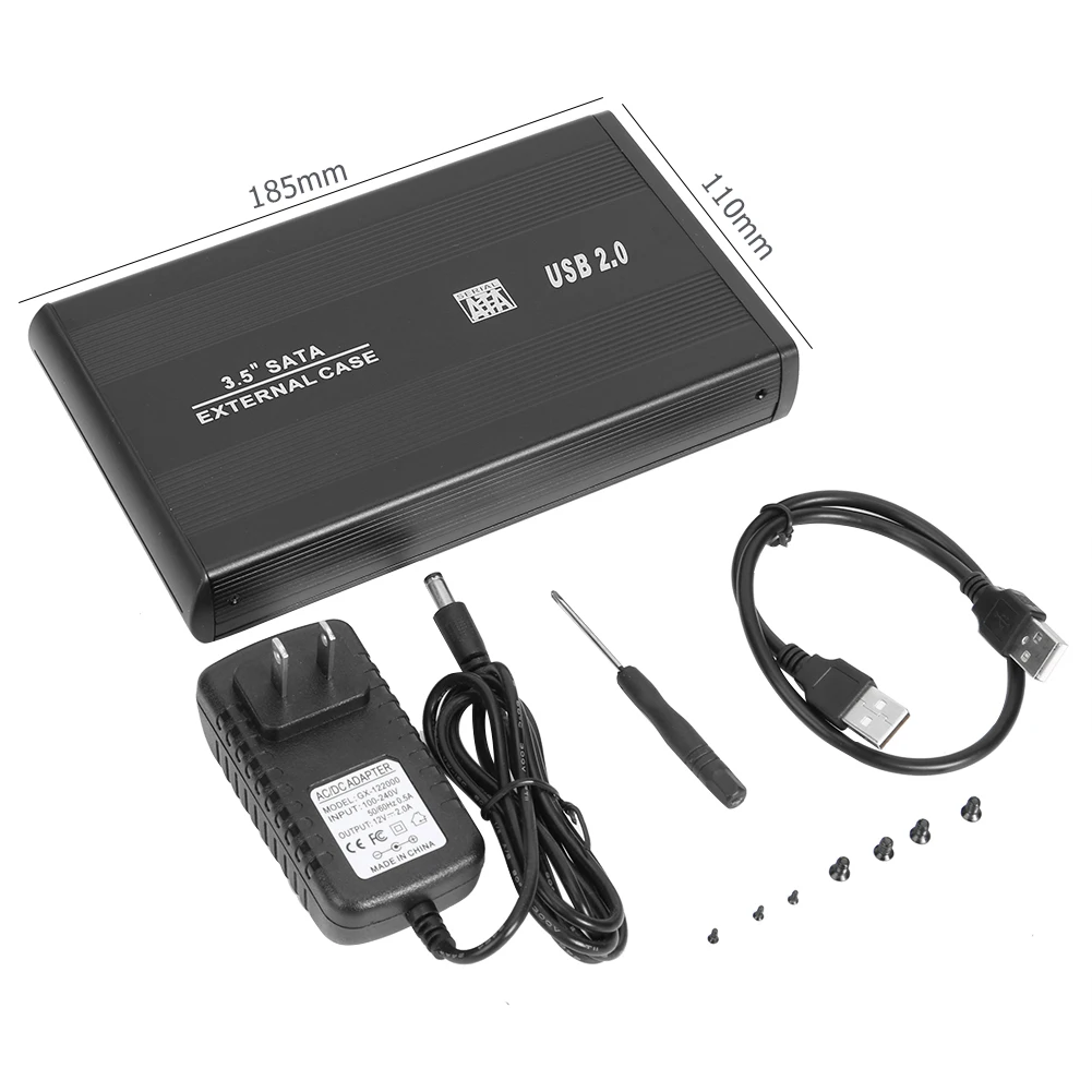 US plug- USB 2.0 Чехол для жесткого диска 3,5 дюйма SATA на USB 3,0 2,0 чехол для жесткого диска 6 Гбит/с SATA чехол для жесткого диска Hd коробка с адаптером питания EU US для Win10 Mac OS - Цвет: US plug- USB 2.0