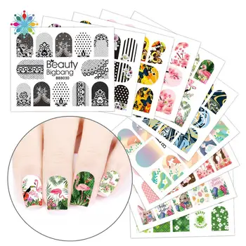 

11Pcs/Set 10 Sheets Water Nail Stickers Decals Floral Adhesive Manicure Stickers with 1 Nail Tweezer TLS