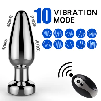 Remote Control Vibrator Male Prostate Massager Anal Dildo Female Masturbators Metal Butt Plug Vibrating Sex Toys For Men Women 3