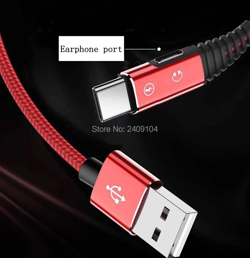 1000 шт 2 в 1 тип-c алюминиевый сплав нейлоновый Плетеный usb-кабель для зарядки и музыки для мобильного телефона Xiaomi huawei