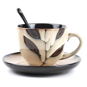 

Coffee Tea Cup Set Simple European Luxury Coffee Cup Japanese Pottery Espresso Cups Porcelain Tea Spoons Saucer Set 2019 II50BYD