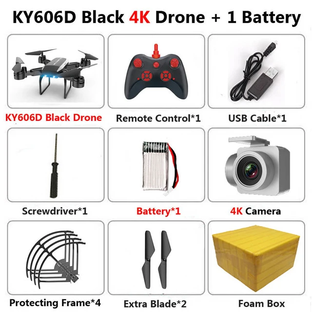 KEELEAD Дрон KY606D 4K 1080P HD wifi камера дроны режим удержания высоты складной Радиоуправляемый квадрокоптер с камерой VS E58 SG106 мини Дрон - Цвет: 4K Black 1B FB