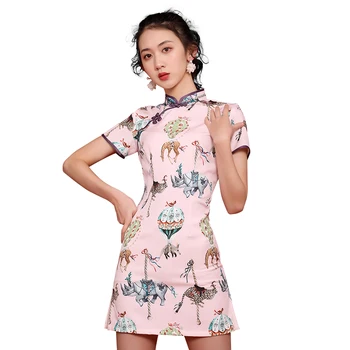 

2020 plus chinese women cheongsam lady qipao black print flower long dress bride wedding dresses elegant gown vestidos