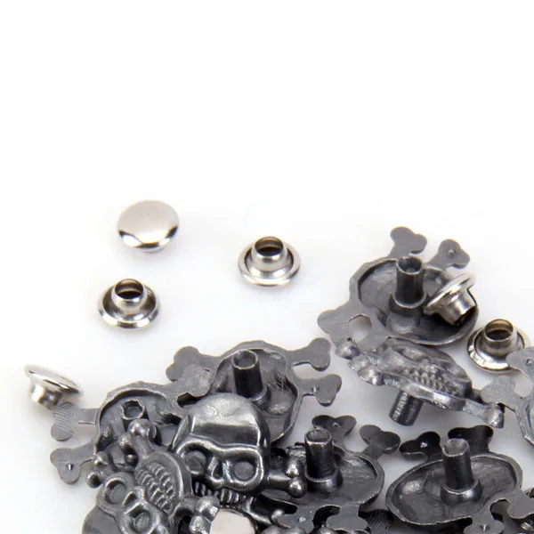 20 Sets Antique Metal Punk Skull Studs Rivets for Leathercraft Eyelet DIY Bags Leather Bracelet Clothes Accessories