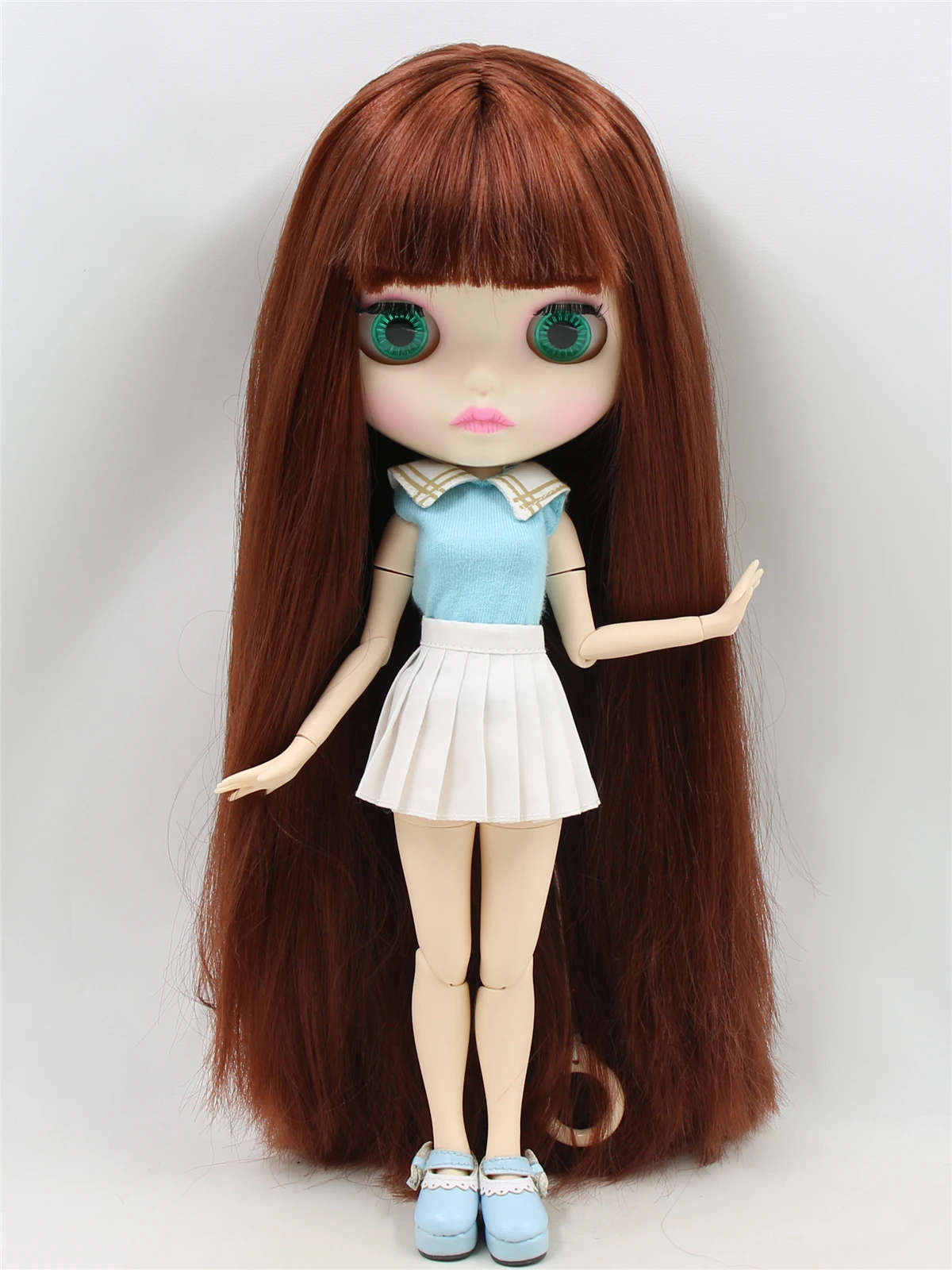 Neo Blythe Doll with Brown Hair, White Skin, Matte Face & Jointed Body 2
