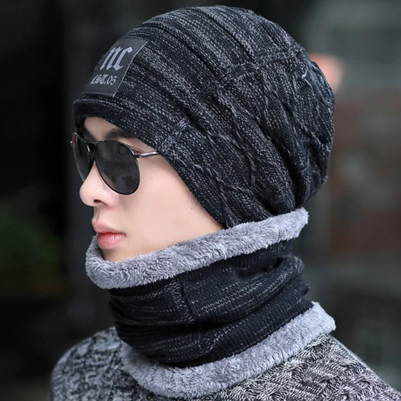 IWINTER, 2 шт., Зимняя Шапка-бини для мужчин, с буквенным принтом, эластичная, теплая, Skullies Beanies, плюс бархат, вязаная, уличная, утолщенная, теплая шапка