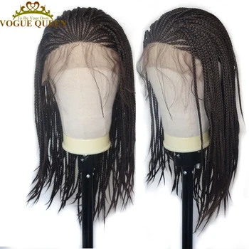 

Vogue Queen Black Micro Braided Synthetic Lace Front Wig High Temperature Fiber Daily Wearing For Women