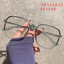-1,0, 1,5, 2,0, 2,5, 3,0, 3,5, 4,0 gafas graduadas para miopía los hombres de las mujeres Vintage anteojos de gran tamaño estudiante corto gafas de vista