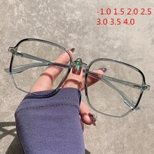

2022new-1.0 1.5 2.0 2.5 3.0 3.5 4.0 Finished Myopia Glasses Women Men Vintage Oversized Eyeglasses Student Short Sight Eyewear