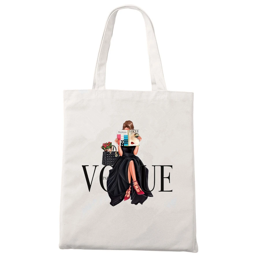 

Cute fashion girl Book Bags Ladies Handbags Cloth Canvas Tote Bag Shopping Travel Women Eco Reusable Shoulder Shopper Bags Vogue