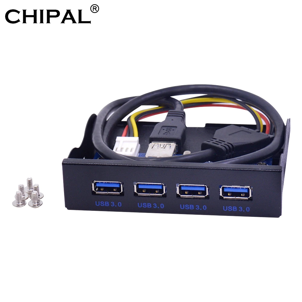 

CHIPAL 19+1 20Pin 4 Port USB 3.0 Front Panel Combo Bracket USB3.0 Hub Adapter for PC Desktop 3.5" FDD Floppy Disk Drive Bay