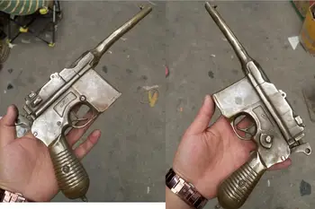 

527 ++++++ Rarity 3 paragraph China Ancient Bronze false pistol Model statue ornament