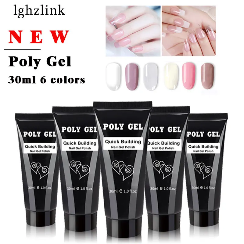 

30g Polygel Nail Acrylic Poly Gel Pink White Clear Crystal UV LED Builder Gel Tips Enhancement Slip Solution Quick Extension Gel