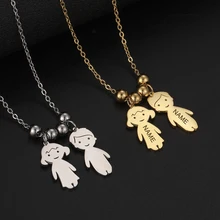 Personalized Name Boy Girl Kid Child Family Necklace Original Custom Pendant Stainless Steel Gold Color Gift Women Man Jewelry