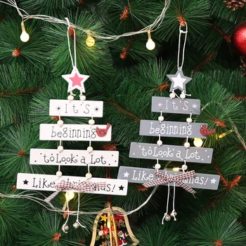 

Christmas Tree Hanging Decor Decor Xmas Merry Christmas Deorations for Home Wooden Ornament Festive Wind Chimes Party Supplies