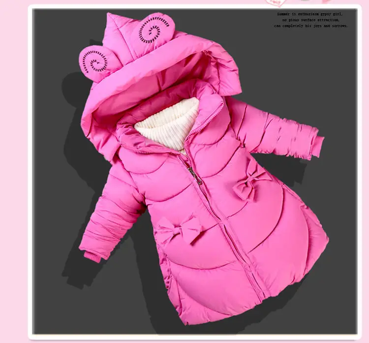 Зимнее пуховое пальто для девочек Новая детская Модная хлопковая верхняя одежда с героями мультфильмов детская зимняя одежда для девочек, теплые длинные пальто с капюшоном