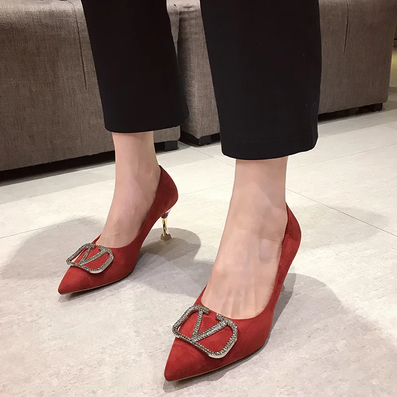 

2019 Autumn New Style Korean-style Pointed-Toe Thin Heeled Shoes Women High Heels Business Work Shoes Online Celebrity Huidong W