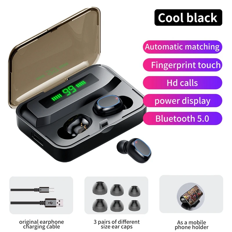 A2S TWS Bluetooth 5 0 Headset Stereo Earphone Wireless Headphone Sports Headset for Xiaomi Samsung Smartphone