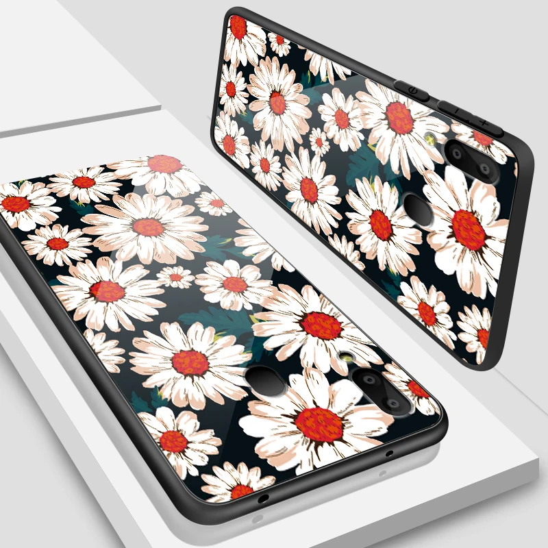 W171 Для samsung Galaxy A10 A20 A30 A40 A50 A6S A70 A8S A80 A90 закаленное Стекло крышка J4Plus M10 M20 M30 Note9 дизайн цветение чехол для телефона - Цвет: W171