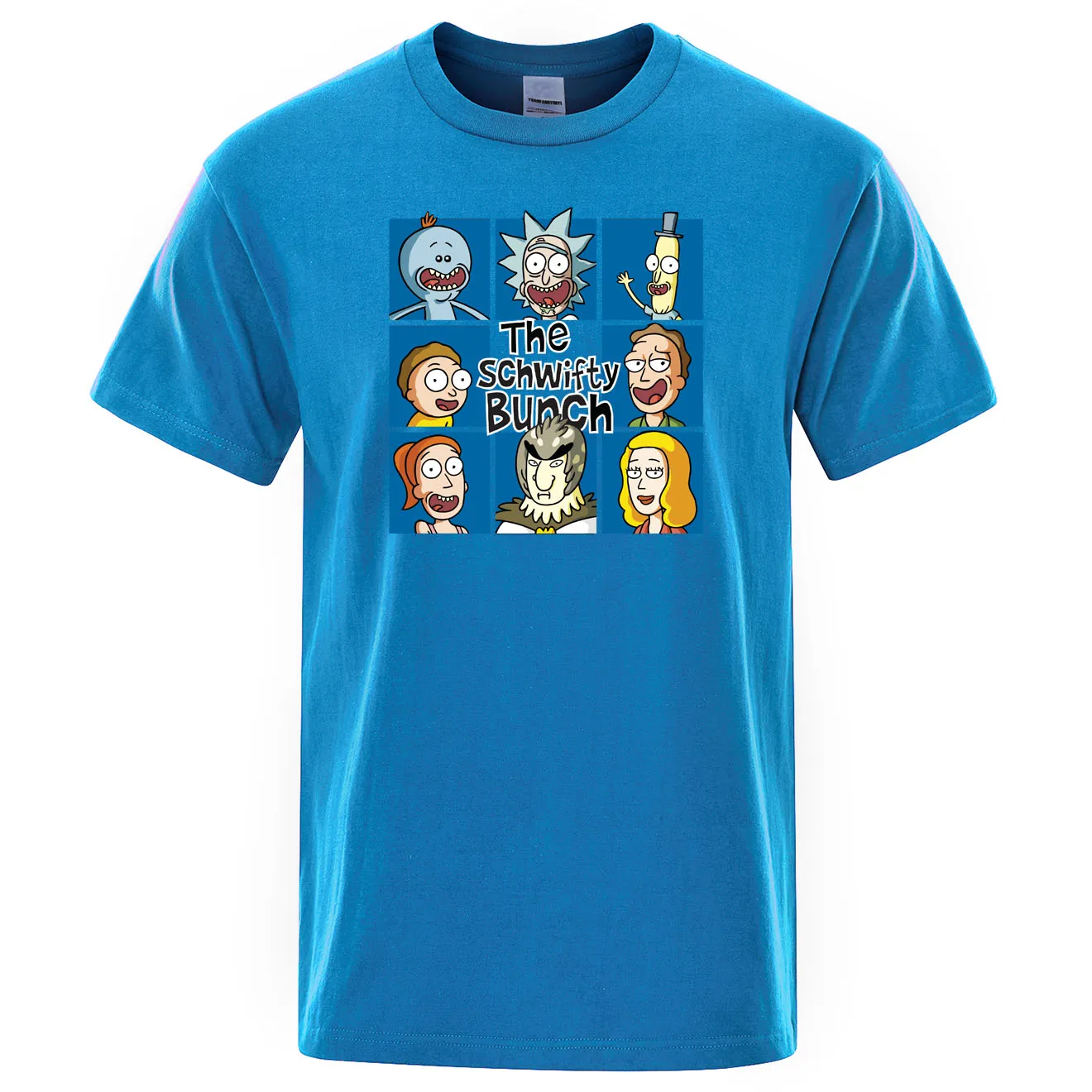 Футболки Рик и Морти, топы с принтом The Schwifty, Мужская хлопковая футболка, летняя забавная футболка в стиле аниме, мужские футболки с коротким рукавом и круглым вырезом - Цвет: light blue 6