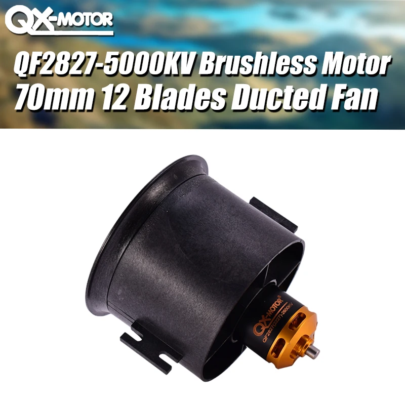 

New Arrival QX-MOTOR QF2827 2600KV Brushless Motor with 70mm 12 Blades EDF Electronic Ducted Fan for RC Fixed Wing