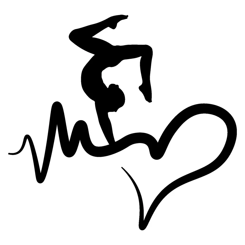 

14.3CM*13.4CM Interesting Gymnast Girl Heartbeat Vinyl Motorcycle Car Sticker C22-1269