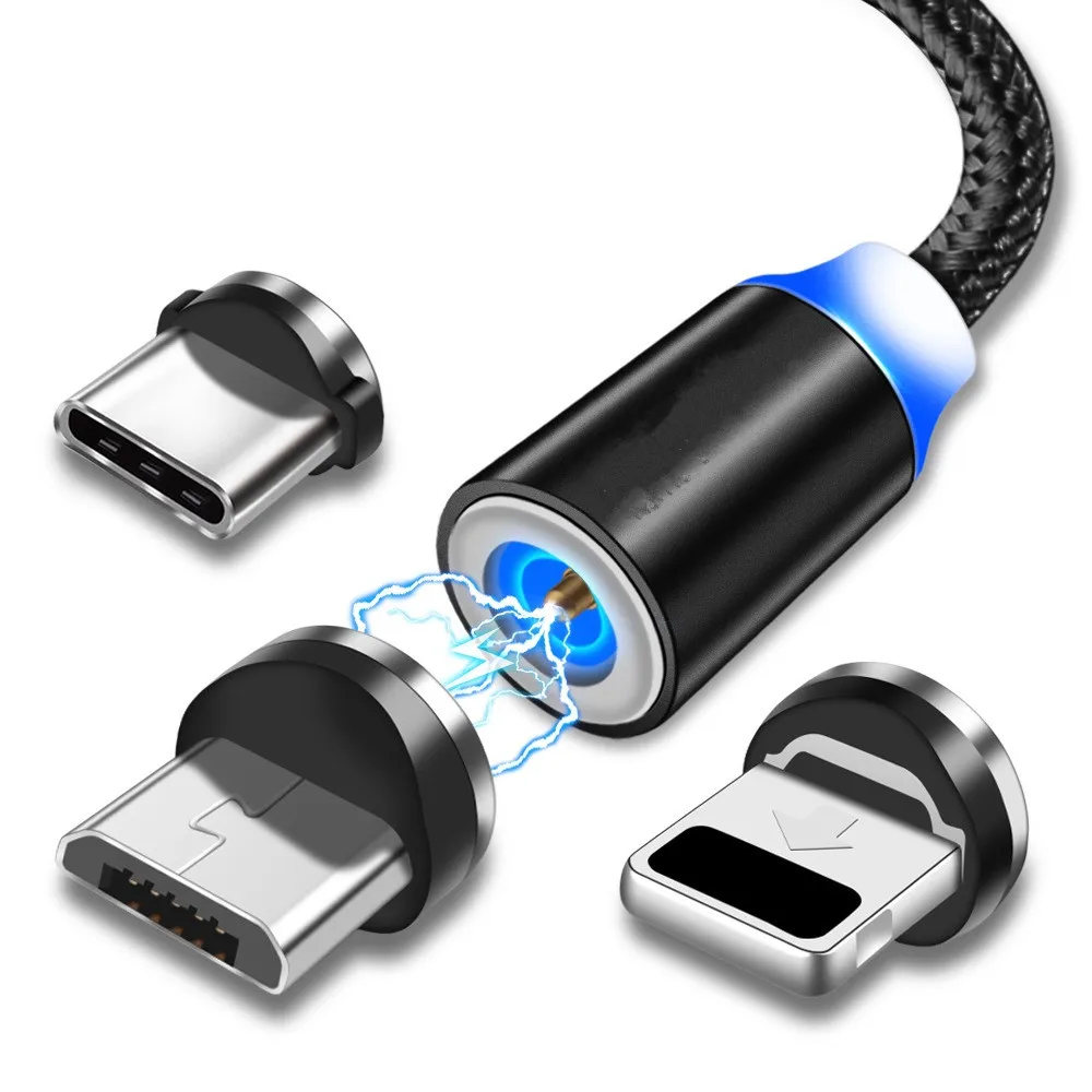 Магнитный кабель LED Micro usb Type C зарядный для iPhone X 7 8 XS Max XR Huawei Samsung xiaomi LG | Электроника