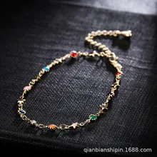 Kuniu стиль зеленый медный материал Мода выдалбливают австрийский Циркон ножной браслет Женская поставка товаров