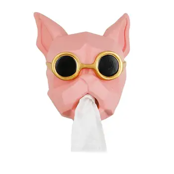 

Creative Glasses Dog Shaped Tissue Box European Style Paper Napkin Storage Box Organizer Box for Home Bathroom Living Room Green