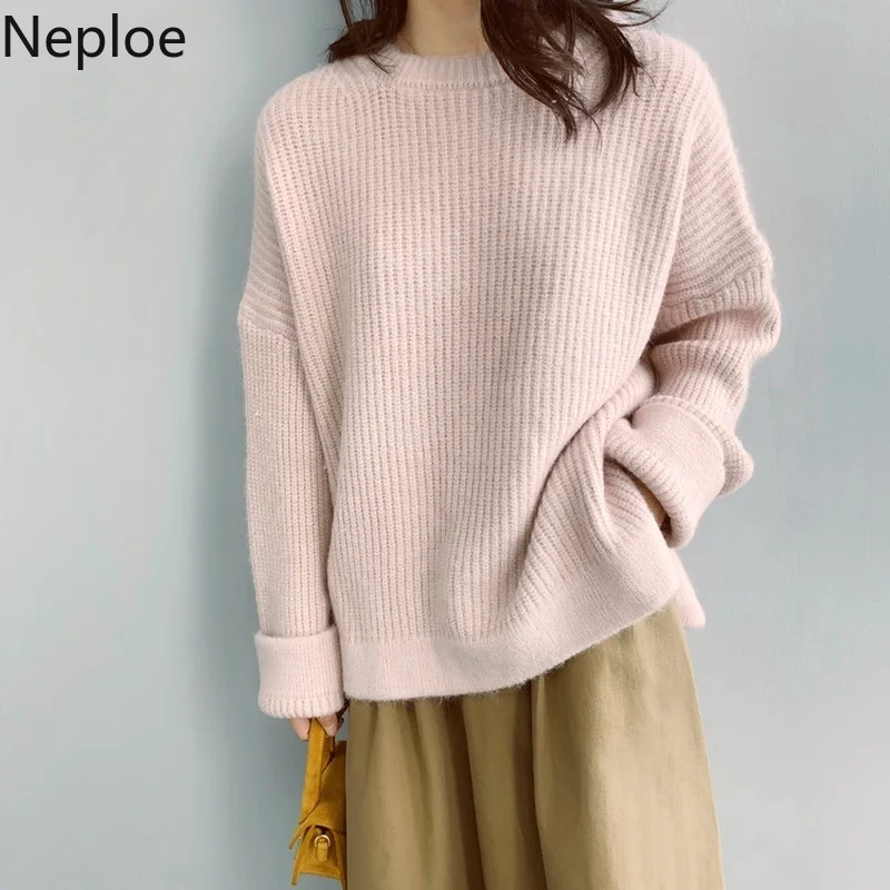 Neploe/осень, новинка, пуловер с круглым вырезом, женские, корейские свободные, безумный стиль, вязаный нижний свитер, повседневный топ с крестиком, 45873