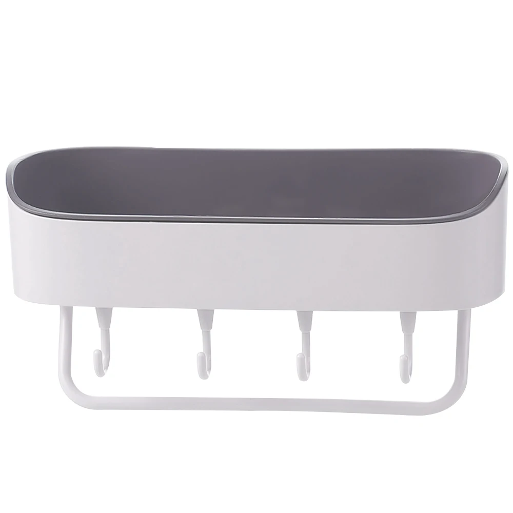 Настенные полки для ванной подвесная полочка пластиковый держатель для шампуня для ванной комнаты органайзер для косметики для кухни - Цвет: rice white