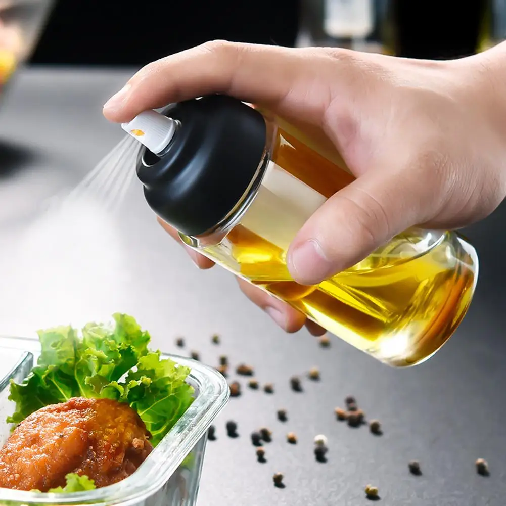 Glass Spray Bottle Kitchen Quantitative Pressing Rotating Nozzle Oil Pot For Soy Sauce Vinegar Olive Oil Kitchen BBQ Tools